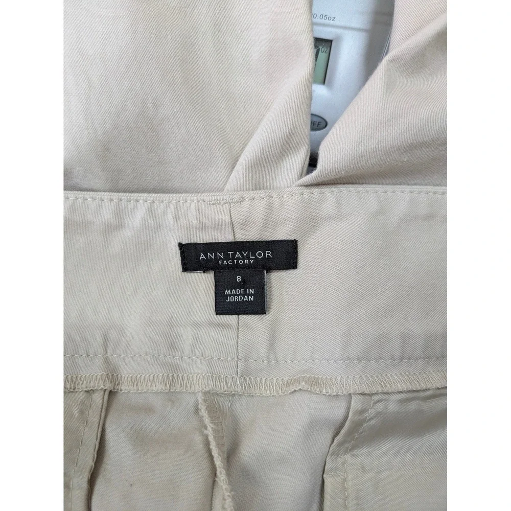 Ann Taylor Factory Ankle Chino Pants Women 8 Beige Twill Minimalist